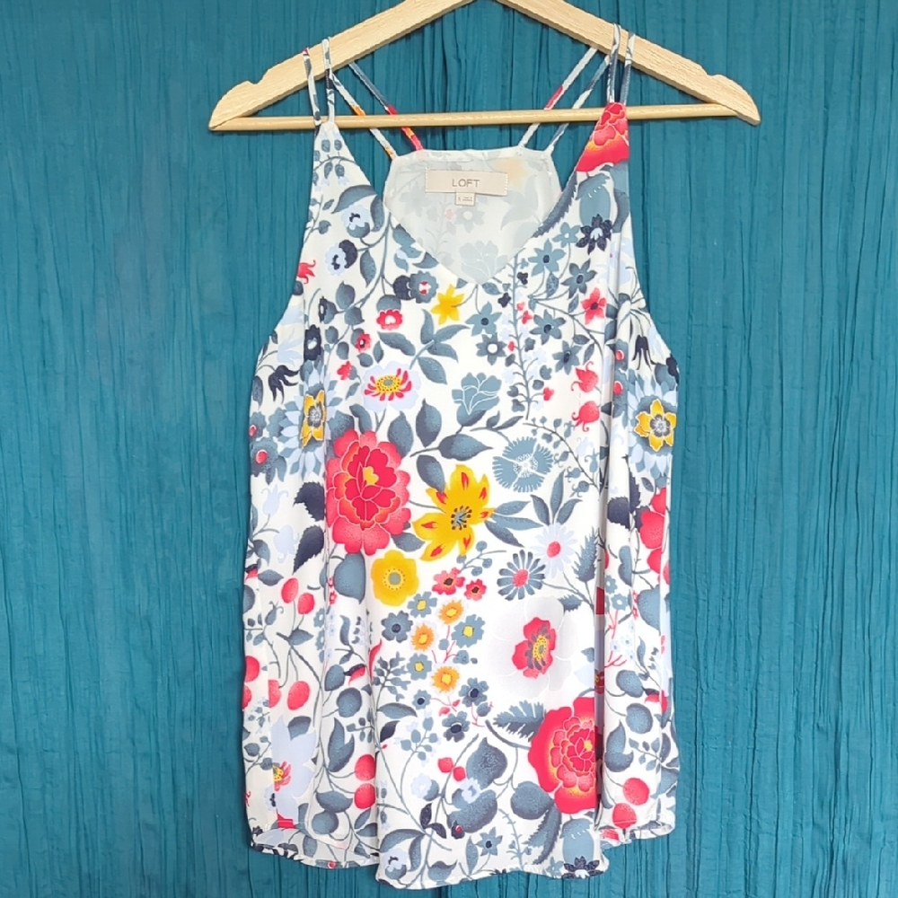LOFT Floral Print Sleeveless Halter Blouse Size S